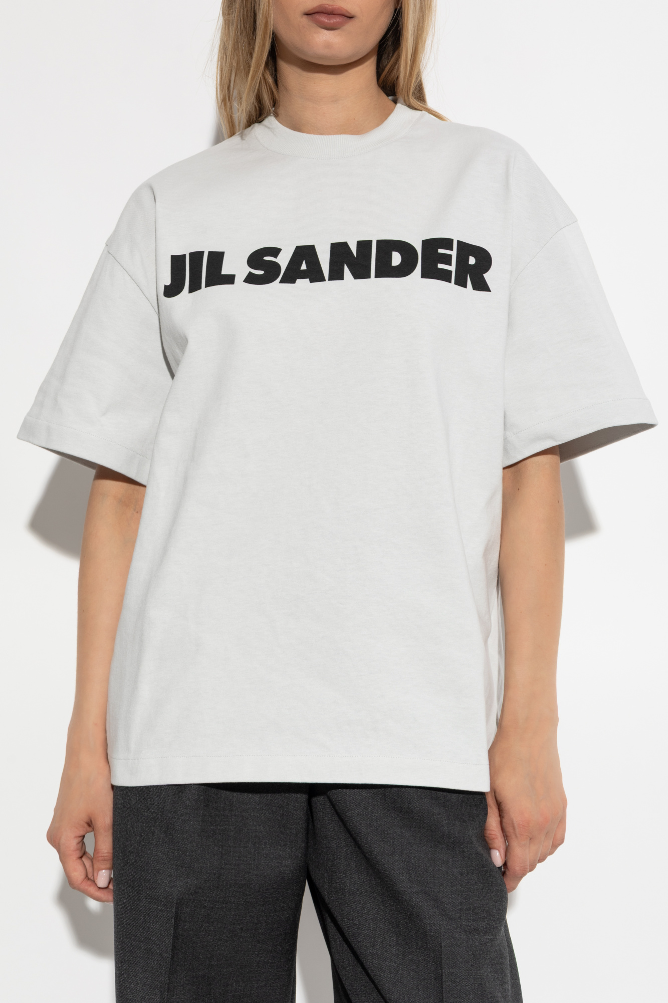 Tシャツ・カットソー Jil Sander Basic t-shirt Grey T-shirt with logo JIL SANDER - Vitkac Canada